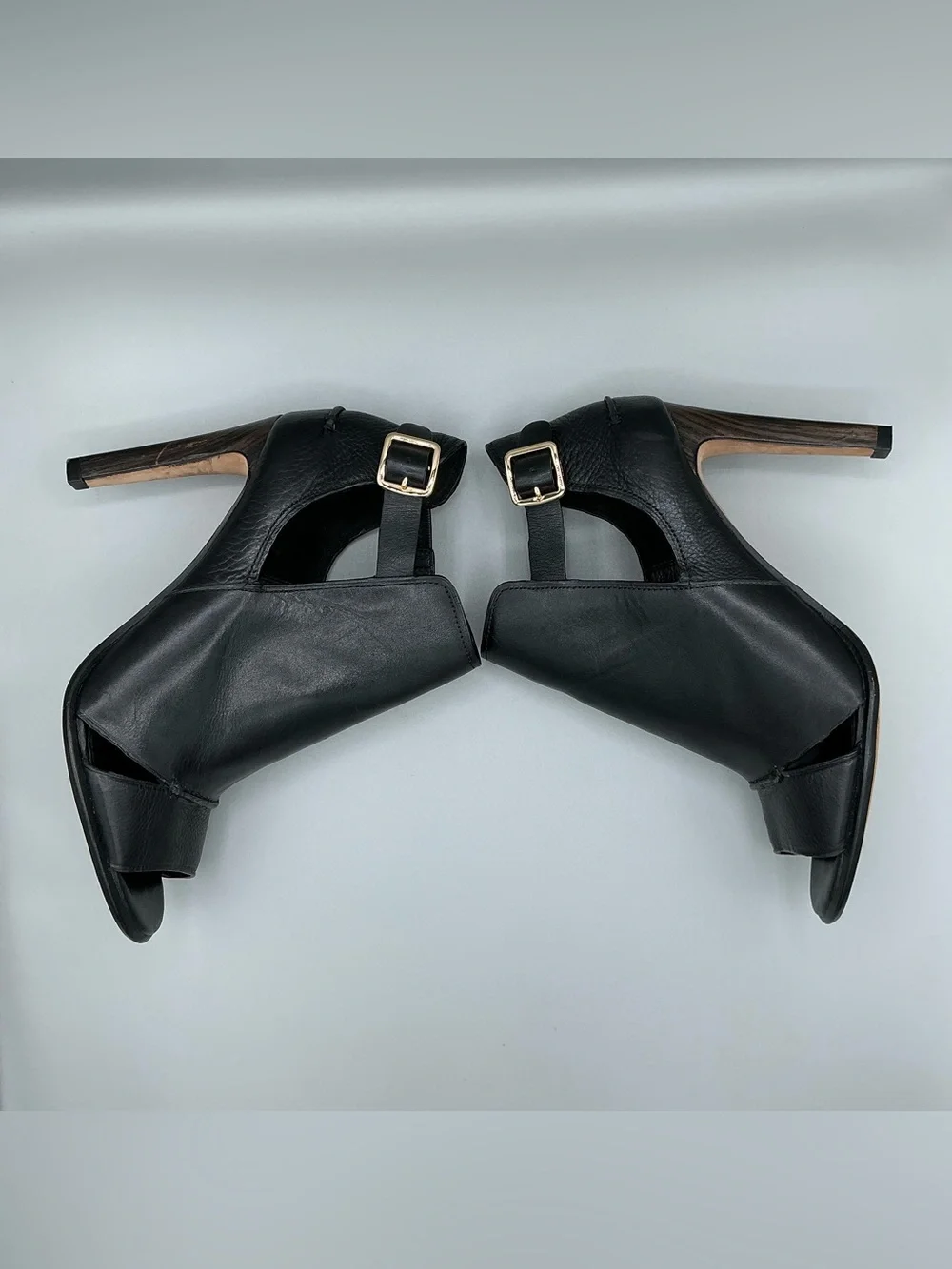 Coach Idena Black Leather Open Toe Booties High Heel Women’s Size 7